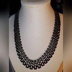 Stunning Elegant Estate Vintage Silvertone Necklace 17" Excellent Condition